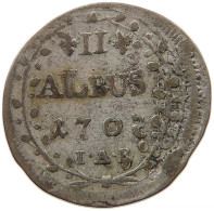 GERMAN STATES 2 ALBUS 1705 DATE 5 INVERTED HESSEN DARMSTADT Ernst Ludwig 1678-1739. #t032 0851 - Groschen & Andere Kleinmünzen