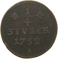 GERMAN STATES 1/4 STÜBER 1752 WIED RUNKEL Johann Ludwig Adolf, 1706-1752: #t032 0975 - Monedas Pequeñas & Otras Subdivisiones