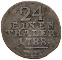 GERMAN STATES 1/24 TALER 1788 HESSEN KASSEL Wilhelm IX. 1785-1803 #t032 0901 - Petites Monnaies & Autres Subdivisions