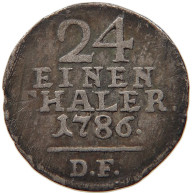 GERMAN STATES 1/24 TALER 1786 HESSEN KASSEL Wilhelm IX. 1785-1803 #t032 0897 - Piccole Monete & Altre Suddivisioni