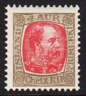 __1902. ISLAND. King Christian IX. 4 Aur Grey/red NEVER HINGED.  (Michel 36) - JF544349 - Nuovi