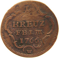 GERMAN STATES 1/2 KREUZER 1766 BADEN DURLACH Karl Friedrich 1738-1806. #t032 0685 - Groschen & Andere Kleinmünzen