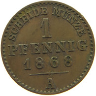 GERMAN STATES 1 PFENNIG 1868 REUSS ÄLTERE LINIE Heinrich XXII. 1859-1902 #t032 1027 - Groschen & Andere Kleinmünzen