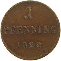 GERMAN STATES 1 PFENNIG 1822 FRANKFURT JUDENPFENNIG #t032 0731 - Piccole Monete & Altre Suddivisioni