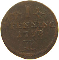 GERMAN STATES 1 PFENNIG 1798 ROSTOCK #t032 1033 - Small Coins & Other Subdivisions