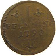 GERMAN STATES 1 PFENNIG 1798 MECKLENBURG ROSTOCK STADT #t032 1019 - Monedas Pequeñas & Otras Subdivisiones