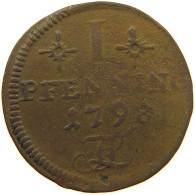 GERMAN STATES 1 PFENNIG 1798 MECKLENBURG ROSTOCK STADT #t032 1019 - Piccole Monete & Altre Suddivisioni