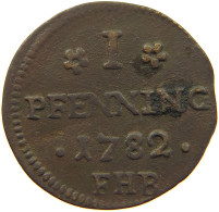 GERMAN STATES 1 PFENNIG 1782 MECKLENBURG ROSTOCK STADT #t032 1023 - Groschen & Andere Kleinmünzen