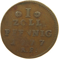 GERMAN STATES 1 PFENNIG 1777 HESSEN DARMSTADT Ludwig IX 1768-1790 #t032 0977 - Piccole Monete & Altre Suddivisioni