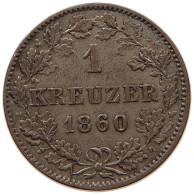 GERMAN STATES 1 KREUZER 1860 WÜRTTEMBERG Wilhelm I. 1816-1864. #t032 0919 - Small Coins & Other Subdivisions