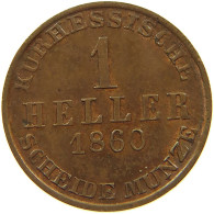 GERMAN STATES 1 HELLER 1860 HESSEN KASSEL Friedrich Wilhelm I. 1847-1866 #t032 1015 - Kleine Munten & Andere Onderverdelingen
