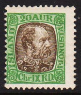 1902. ISLAND. Official. Christian IX. 20 Aur Yellow Green/gray. Hinged. (Michel D22) - JF544351 - Servizio