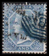 1866. INDIA. Victoria. SIX ANNAS EIGHT PIES. Interesting Cancels. - JF544368 - 1858-79 Kronenkolonie