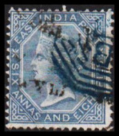 1866. INDIA. Victoria. SIX ANNAS EIGHT PIES. Interesting Cancels. - JF544368 - 1858-79 Crown Colony