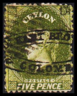 1861-1863. CEYLON. Victoria. FIVE PENCE Perforated. Interesting Cancel KARI BRO... COLOMBO.  (MICHEL 35) - JF544391 - Ceylon (...-1947)