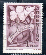 ARGENTINA 1959 FIRST INTERNATIONAL HORTICULTURE EXPOSITION ORCHIDS AND GLOBE 1p USED USADO OBLITERE' - Usados