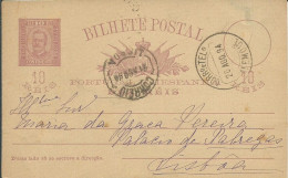 PORTUGAL ENTIER 10rs ALENQUER POUR LISBONNE DE 1894 LETTRE COVER - Brieven En Documenten