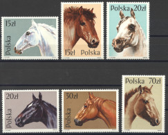 Poland, 1989, Horses, Animals, MNH, Michel 3190-3195 - Neufs