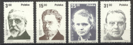 Poland, 1982, Polish Nobel Prize Winners, MNH, Michel 2808-2811 - Neufs