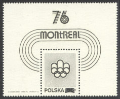 Poland, 1975, Olympic Summer Games Montreal, Sports, Black Print, MNH, Michel Block 61 - Unused Stamps