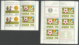 Poland, 1974, Soccer World Cup Germany, Football, Sports, Olympics, MNH, Michel Block 59-60 - Unused Stamps