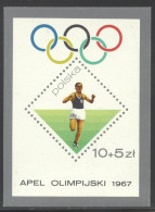 Poland, 1967, Olympic Games, Sports, Running, MNH, Michel Block 40 - Unused Stamps