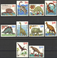 Poland, 1965, Prehistoric Animals, Dinosaurs, MNH, Michel 1570-1579 - Neufs