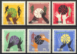 Poland, 1963, Basketball Championships, Sports, MNH, Michel 1418-1423 - Unused Stamps