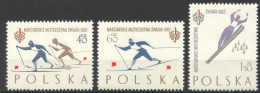 Poland, 1962, Nordic Skiing Championships, Sports, MNH, Michel 1297-1299 - Unused Stamps