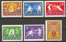 Poland, 1963, Fencing World Championships, Sports, MNH, Michel 1405-1410A - Ongebruikt