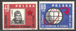 Poland, 1961, Space, Gagarin, Globe, MNH, Michel 1226-1227 - Ungebraucht