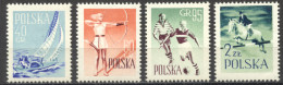 Poland, 1959, Sports, Sailing, Archery, Soccer, Football, Horse Jumping, MNH, Michel 1086-1089 - Nuovi