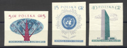 Poland, 1957, United Nations, Imperforated, MNH, Michel 998-1000B - Unused Stamps