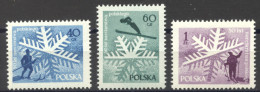 Poland, 1957, Skiing In Poland, Sports, MNH, Michel 995-997 - Neufs