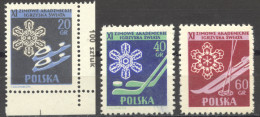 Poland, 1956, Winter Sports, Student Championships, Skating, Skiing, Ice Hockey, MNH, Michel 956-957A, 958D - Ongebruikt