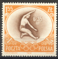 Poland, 1956, Olympic Summer Games Melbourne, Sports, Far Jump, MNH, Michel 994 - Unused Stamps