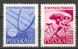 Poland, 1957, Cycling For Peace, Sports, MNH, Michel 1015-1016 - Nuovi