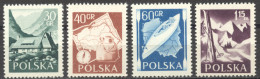 Poland, 1955, Walking, Trailing, Hiking, Boat, Skiing, Sports, MNH, Michel 966-969A - Nuevos