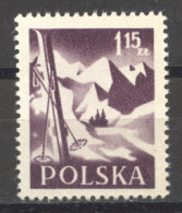 Poland, 1955, Hiking, Skiing, Sports, MNH, Michel 969A - Neufs