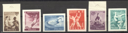 Poland, 1955, International Youth Sports Games, Imperforated, MNH, Michel 934-939B - Ungebraucht