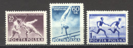 Poland, 1954, Spartakiade, Fencing, Gymnastics, Running, Sports, MNH, Michel 861-863 - Ongebruikt