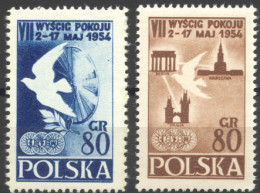 Poland, 1954, Cycling For Peace, Sports, Brandenburg Gate, MNH, Michel 845-846A - Ungebraucht