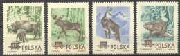 Poland, 1954, Mountain And Forest Animals, MNH, Michel 885-888A - Nuevos