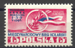 Poland, 1948, Cycling Tour Warsaw To Prague, Sports, MNH, Michel 486 - Nuevos