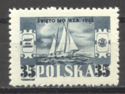 Poland, 1948, Day Of The Sea, Sailing Boat, Ship, MNH, Michel 492 - Ongebruikt