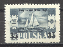 Poland, 1948, Day Of The Sea, Sailing Boat, Ship, MNH, Michel 492 - Ungebraucht
