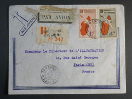 DM 8  MADAGASCAR    LETTRE   RECO  1935 TANA A PARIS   FRANCE   ++AFF. INTERESSANT+++ - Covers & Documents