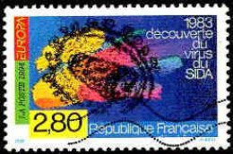France Poste Obl Yv:2878 Mi:3021 Europa Découverte Du Virus Du SIDA (Lign.Ondulées) (Thème) - 1994