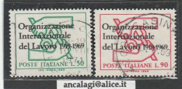 USATI ITALIA 1969 - Ref.0251A "ORGANIZZAZIONE DEL LAVORO" Serie Di 2 Val. - - 1961-70: Afgestempeld