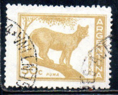 ARGENTINA 1959 1960 FAUNA ANIMALS PUMA 50c USED USADO OBLITERE' - Gebraucht